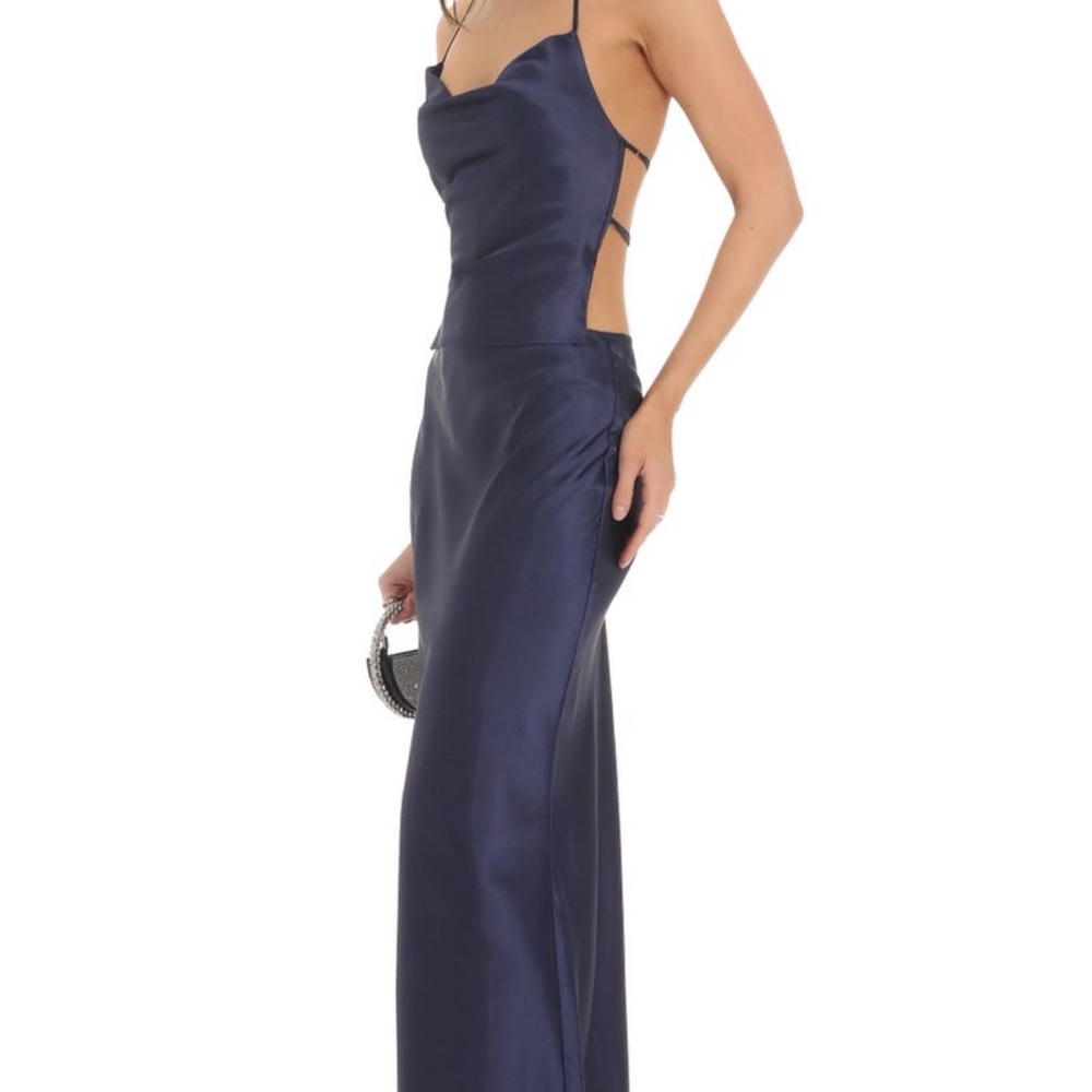 nwt Lucy in the Sky Satin Slip Two Piece Set in Navy